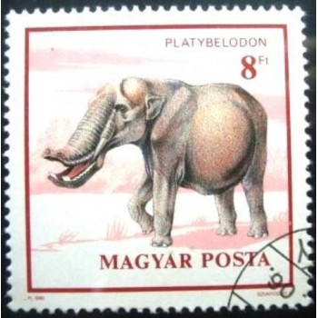 Selo postal da Hungria de 1990 Platybelodon MCC