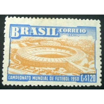 Selo postal Aéreo do Brasil de 1950 Maracanã N