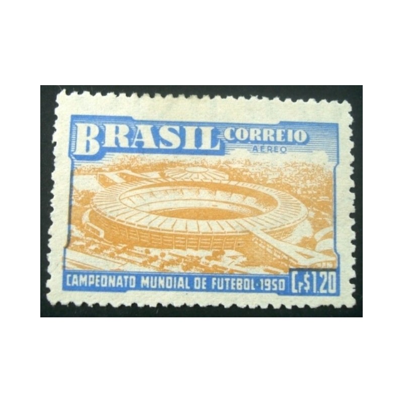 Selo postal Aéreo do Brasil de 1950 Maracanã N