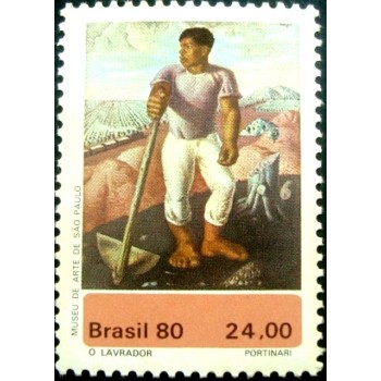 Selo postal do Brasil de 1980 O Lavrador M