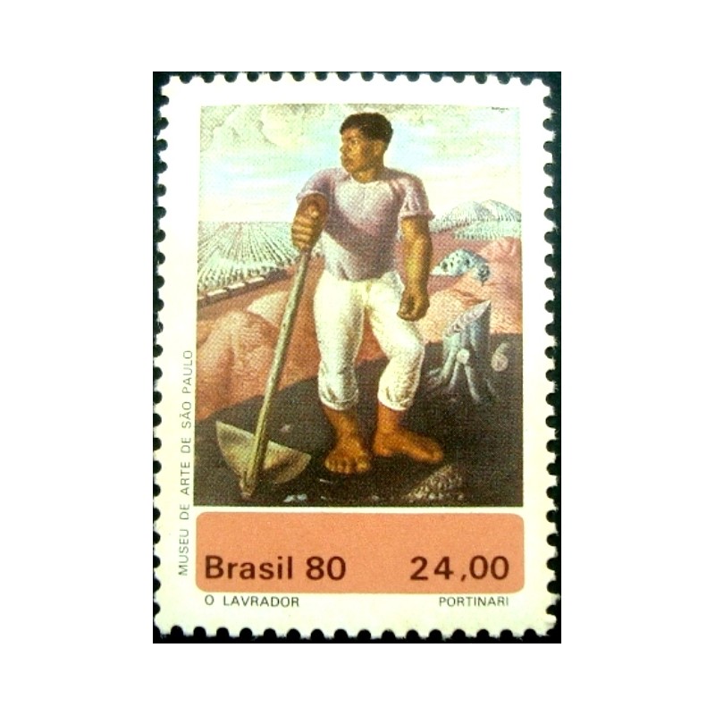 Selo postal do Brasil de 1980 O Lavrador M