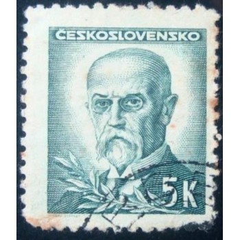 Imagem similar à do selo postal da Tchecoslováquia de 1945 Tomáš Garrigue Masaryk 5