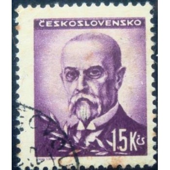 Selo postal da Tchecoslováquia de 1945 Tomáš Garrigue Masaryk 15