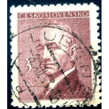 Selo postal da Tchecoslováquia de 1946 Dr. Edvard Beneš 3