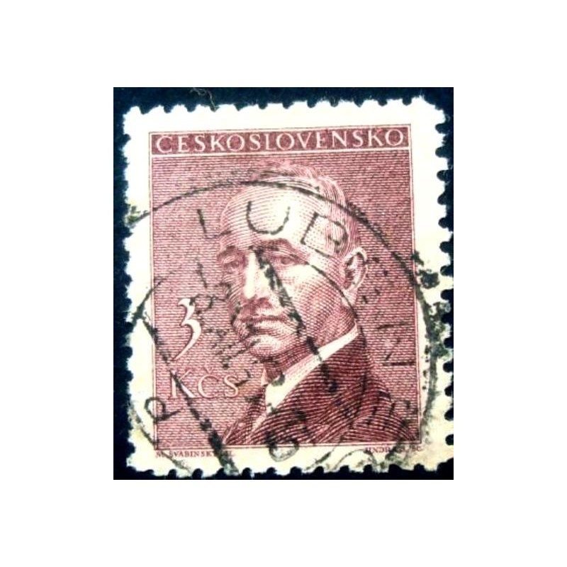 Selo postal da Tchecoslováquia de 1946 Dr. Edvard Beneš 3