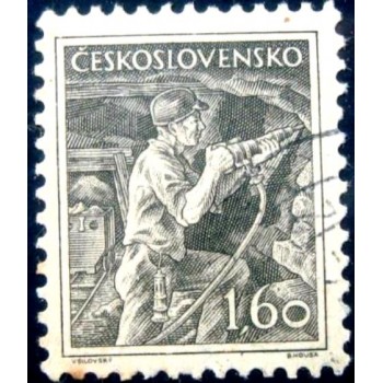 Selo postal da Tchecoslováquia de 1954 Mine U