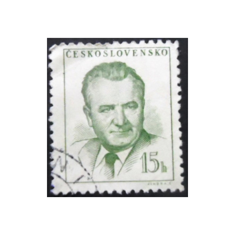 Selo postal da Tchecoslováquia de 1948 Klement Gottwald 15