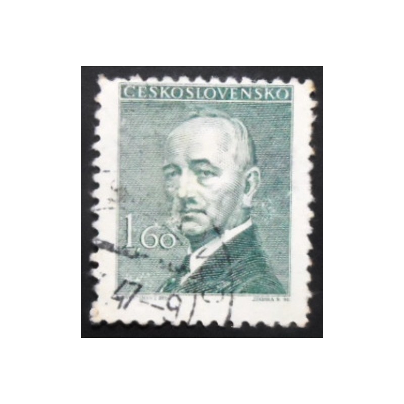 Selo postal da Tchecoslováquia de 1946 Dr. Edvard Beneš 1,60