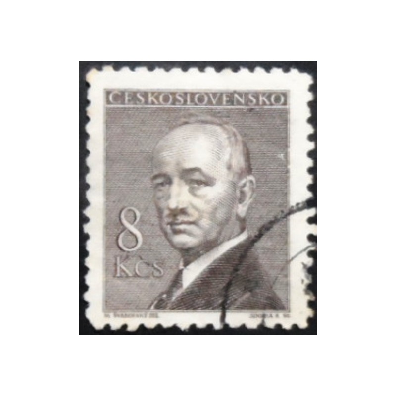 Selo postal da Tchecoslováquia de 1946 Dr. Edvard Beneš 8