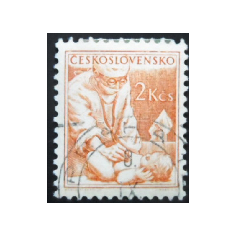 Selo postal da Tchecoslováquia de 1954 Paediatrician