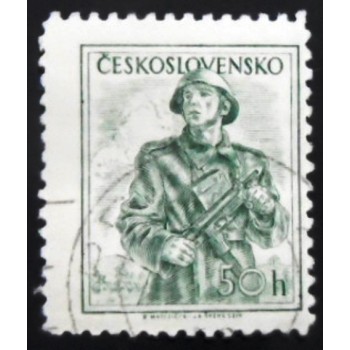 Selo postal da Tchecoslováquia de 1954 Soldier