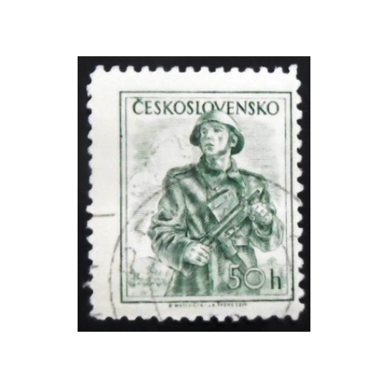 Selo postal da Tchecoslováquia de 1954 Soldier