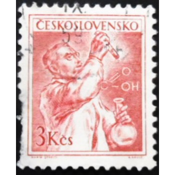 Selo postal da Tchecoslováquia de 1954 Chemist