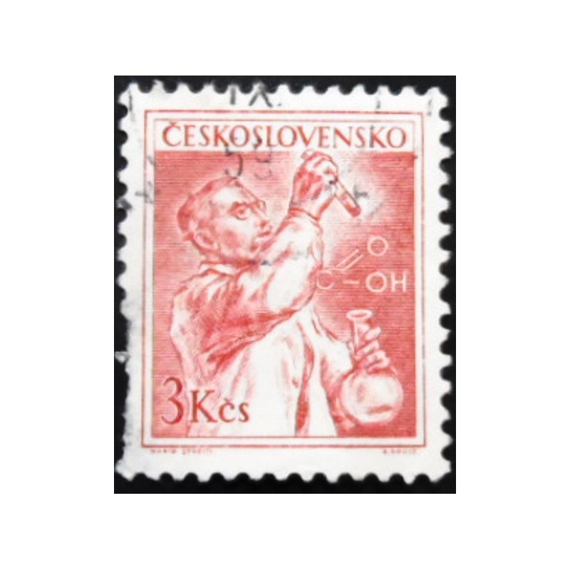 Selo postal da Tchecoslováquia de 1954 Chemist