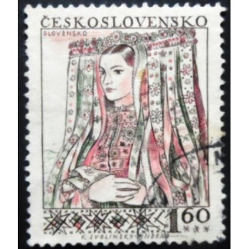 Selo postal da Tchecoslováquia de 1966 Novohradsko Costume