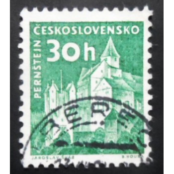 Selo postal da Tchecoslováquia de 1960 Pernštejn Castle