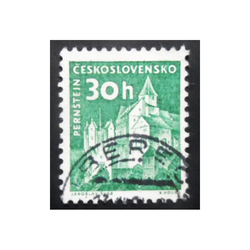 Selo postal da Tchecoslováquia de 1960 Pernštejn Castle