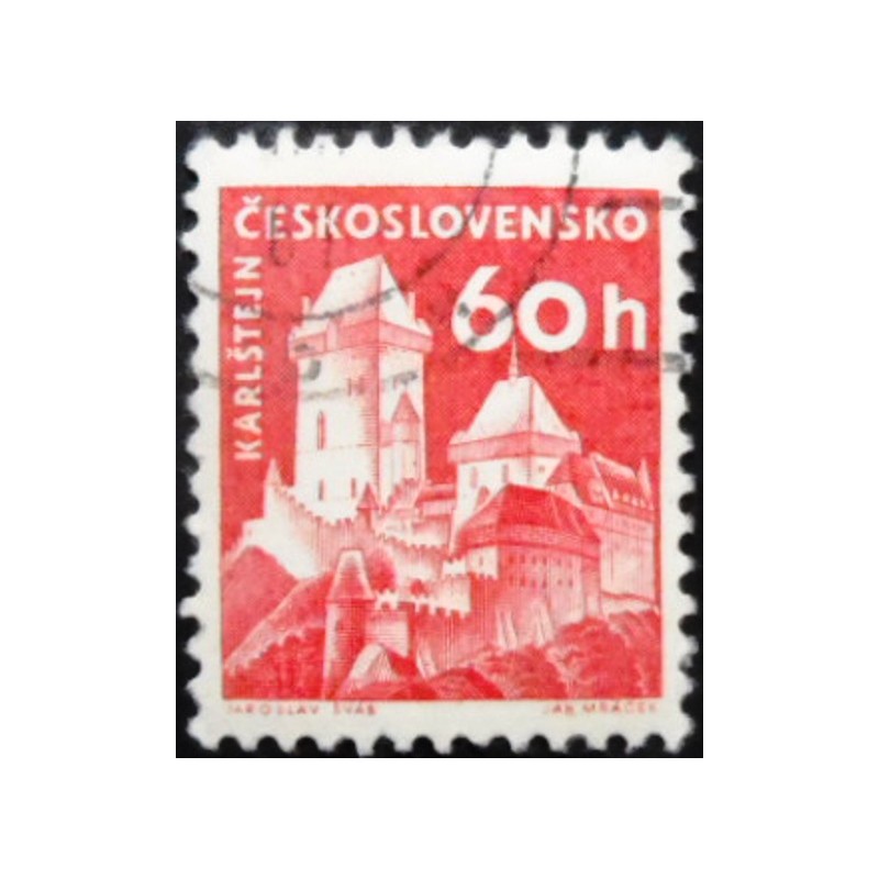 Selo postal da Tchecoslováquia de 1960 Karlštejn Castle