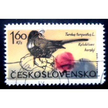 Selo postal da Tchecoslováquia de 1965 Ring Ouzel