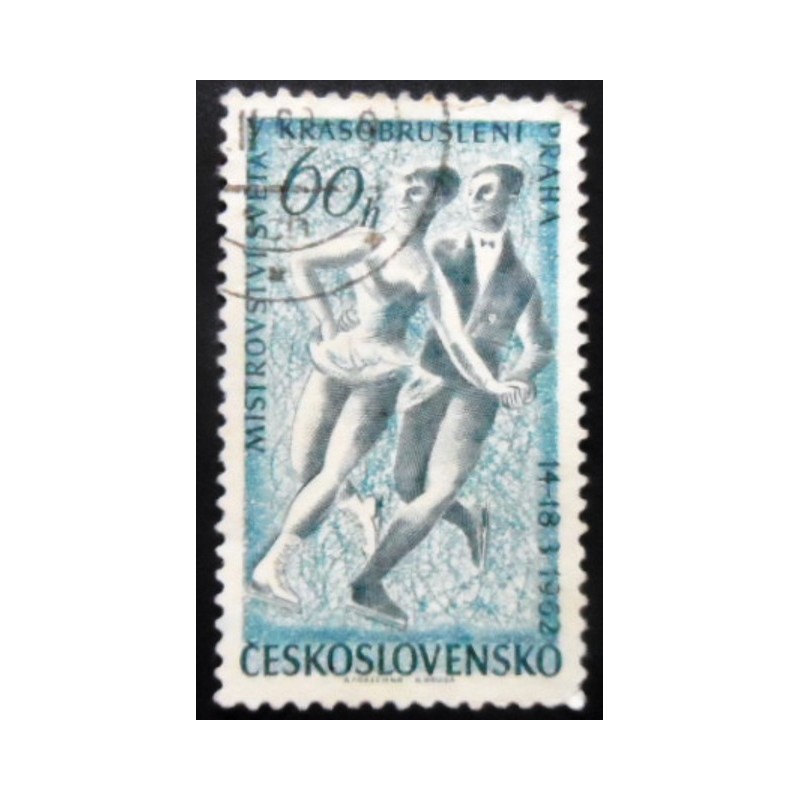 Selo postal da Tchecoslováquia de 1962 Figure Skating