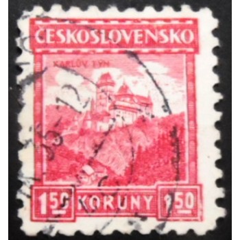 Imagem similar à do selo postal da Tchecoslováquia de 1929 Karlův Týn