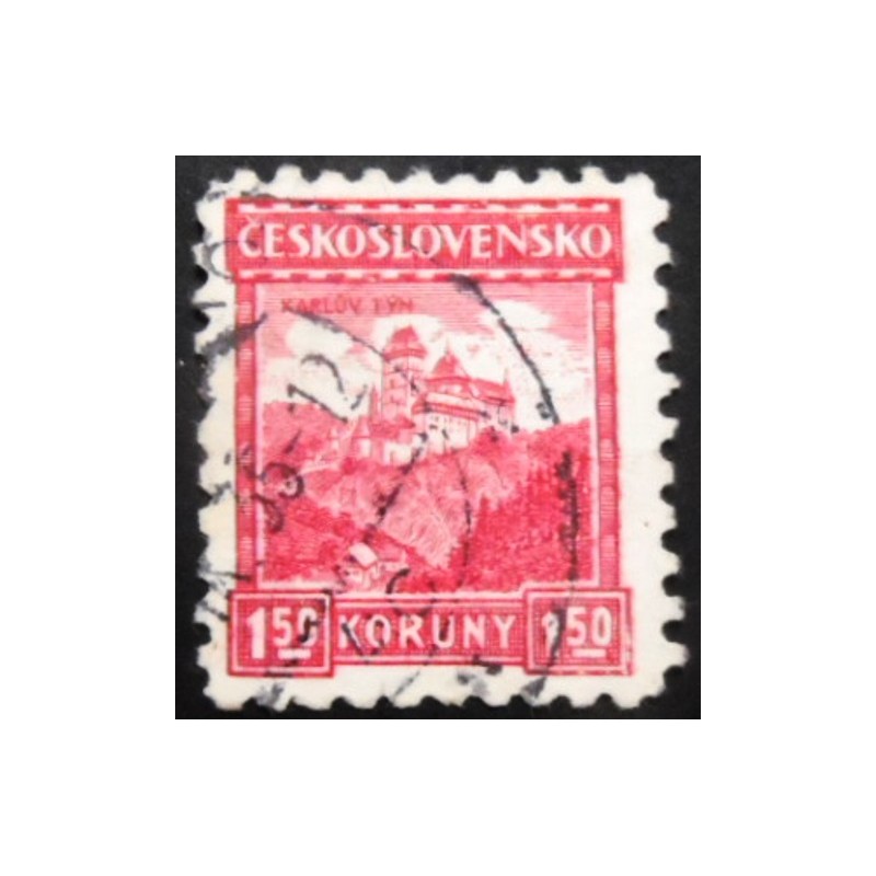 Imagem similar à do selo postal da Tchecoslováquia de 1929 Karlův Týn