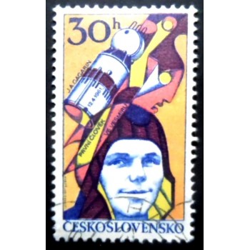 Selo postal da Tchecoslováquia de 1977 Yuri Gagarin and Vostok I MCC