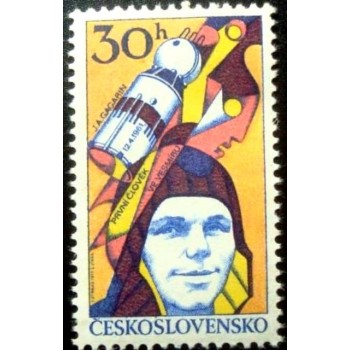 Selo postal da Tchecoslováquia de 1977 Yuri A. Gagarin M