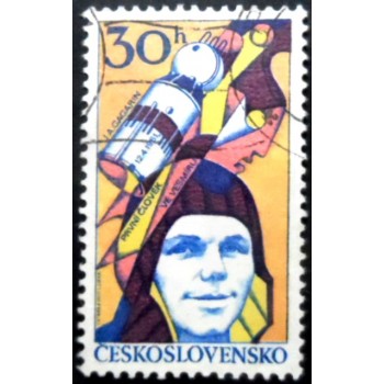 Selo postal da Tchecoslováquia de 1977 - Yuri Gagarin and Vostok I U