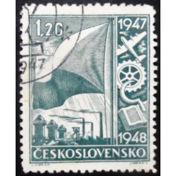 Selo postal da Tchecoslováquia de 1947 Symbolism of the national economy 1,20