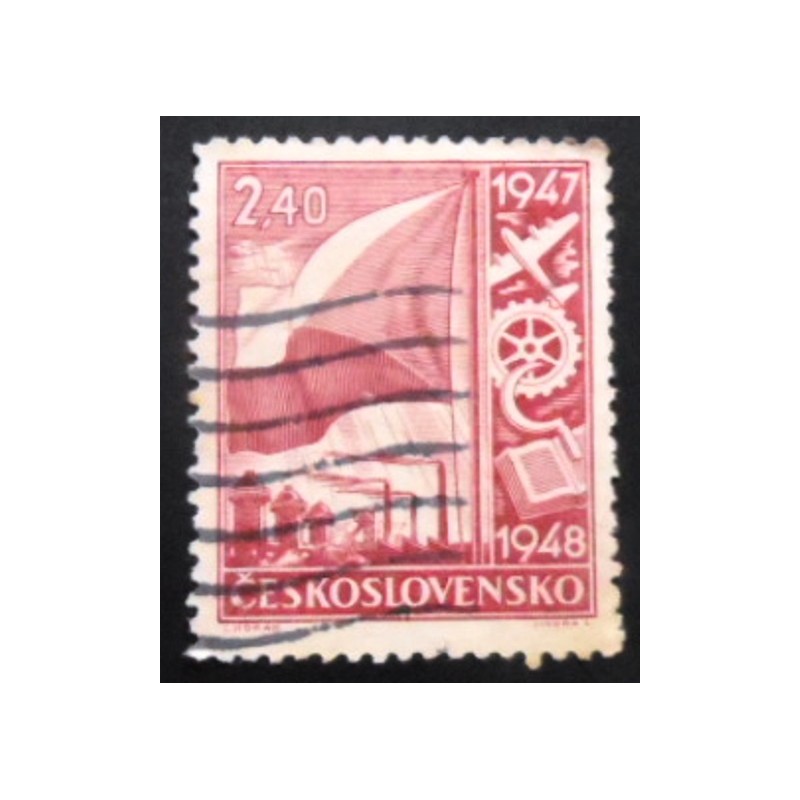 Selo postal da Tchecoslováquia de 1947 Symbolism of the national economy 2,40