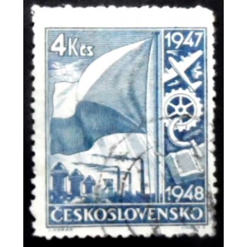 Selo postal da Tchecoslováquia de 1947 Symbolism of the national economy 4