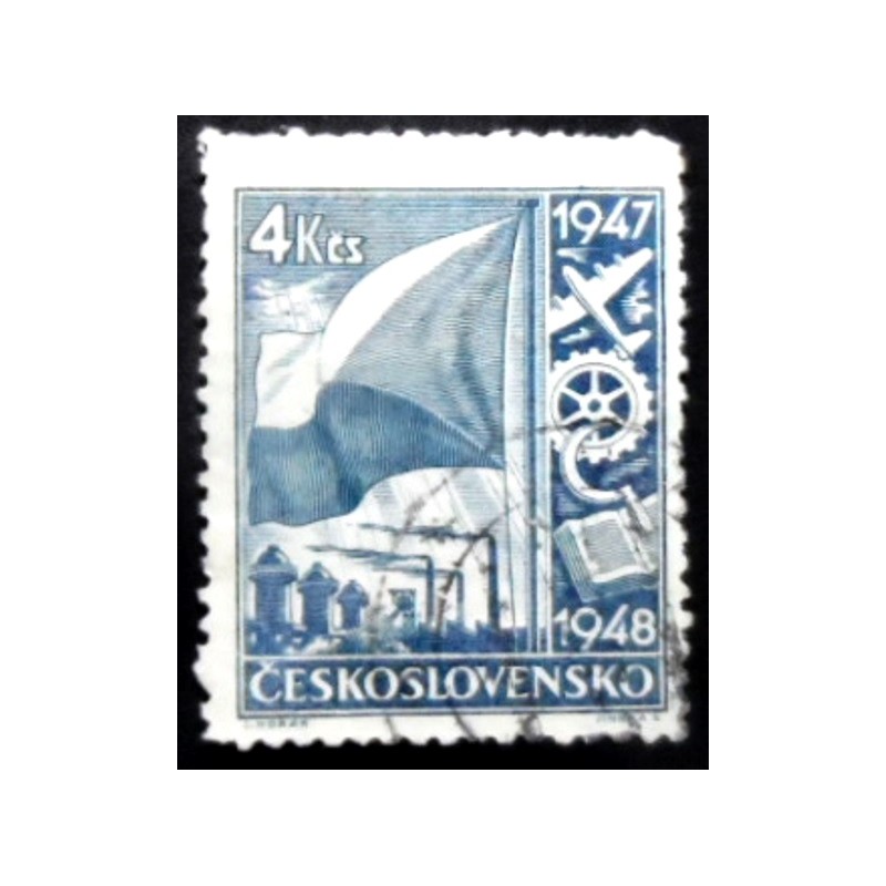 Selo postal da Tchecoslováquia de 1947 Symbolism of the national economy 4