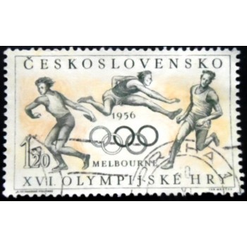 Selo postal da Tchecoslováquia de 1956 Olympic Games Melbourne 1,20