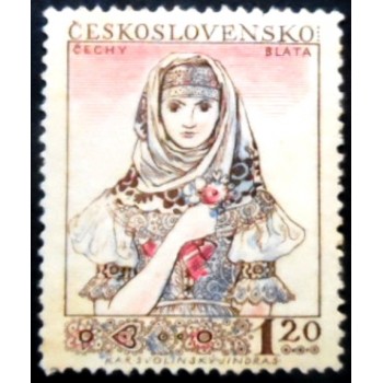 Selo postal da Tchecoslováquia de 1956 Blata costum