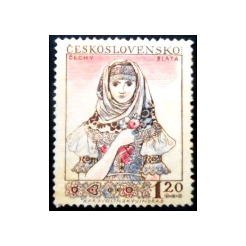 Selo postal da Tchecoslováquia de 1956 Blata costum