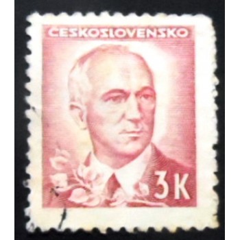 Selo postal da Tchecoslováquia de 1945 Dr. Edvard Beneš 3