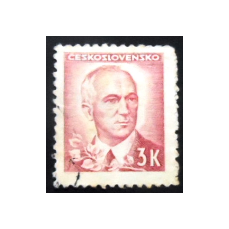 Selo postal da Tchecoslováquia de 1945 Dr. Edvard Beneš 3