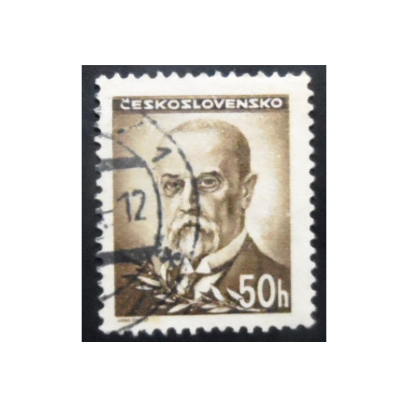 Selo postal da Tchecoslováquia de 1945 Tomáš Garrigue Masaryk 50