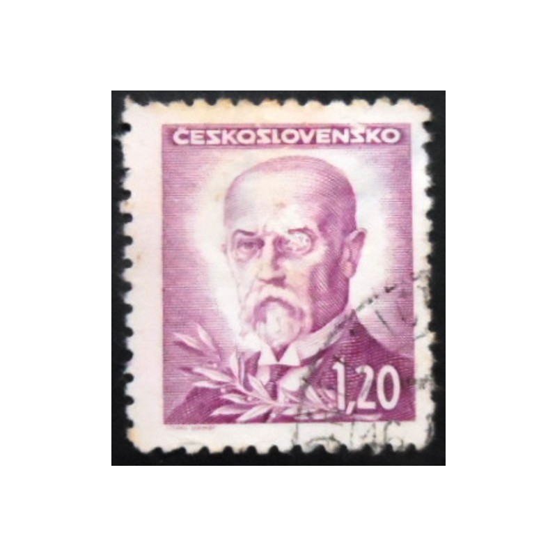 Imagem similar à do selo postal da Tchecoslováquia de 1945 Tomáš Garrigue Masaryk