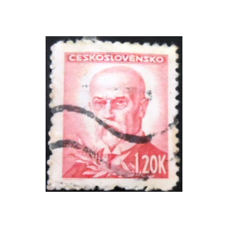 Selo postal da Tchecoslováquia de 1945 Tomáš Garrigue Masaryk 1,20