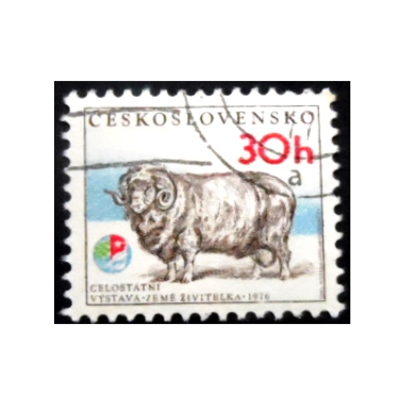 Selo postal da Tchecoslováquia de 1976 Merino Ram