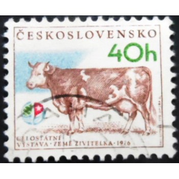 Selo postal da Tchecoslováquia de 1976 Berna-Hana Cow