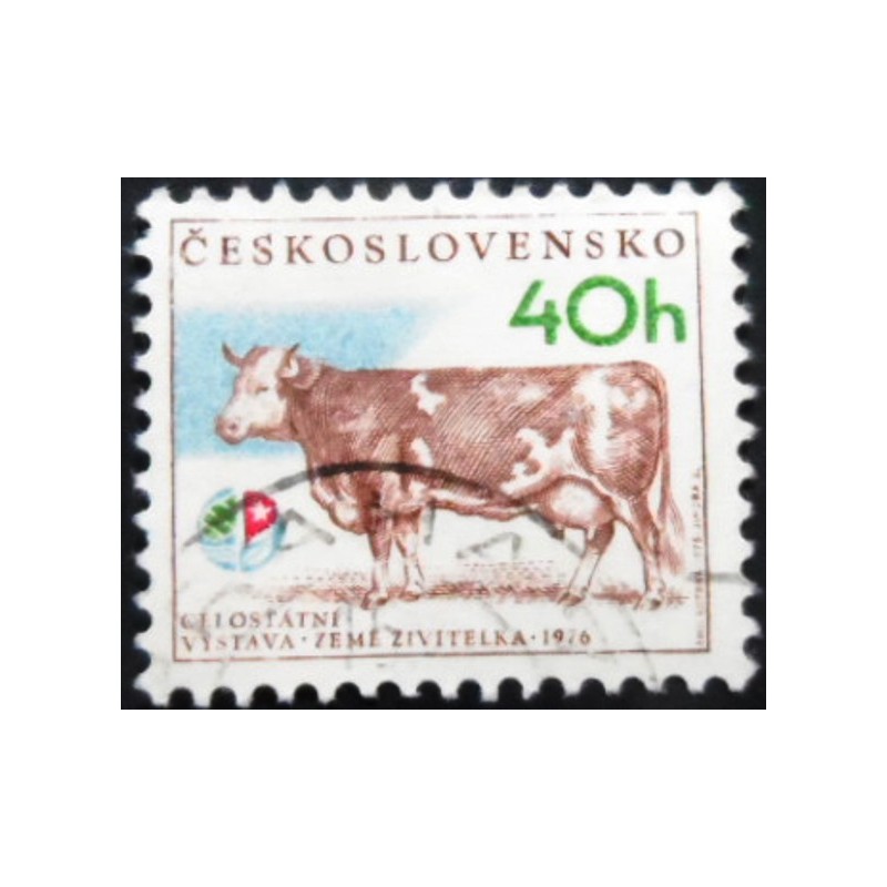 Selo postal da Tchecoslováquia de 1976 Berna-Hana Cow