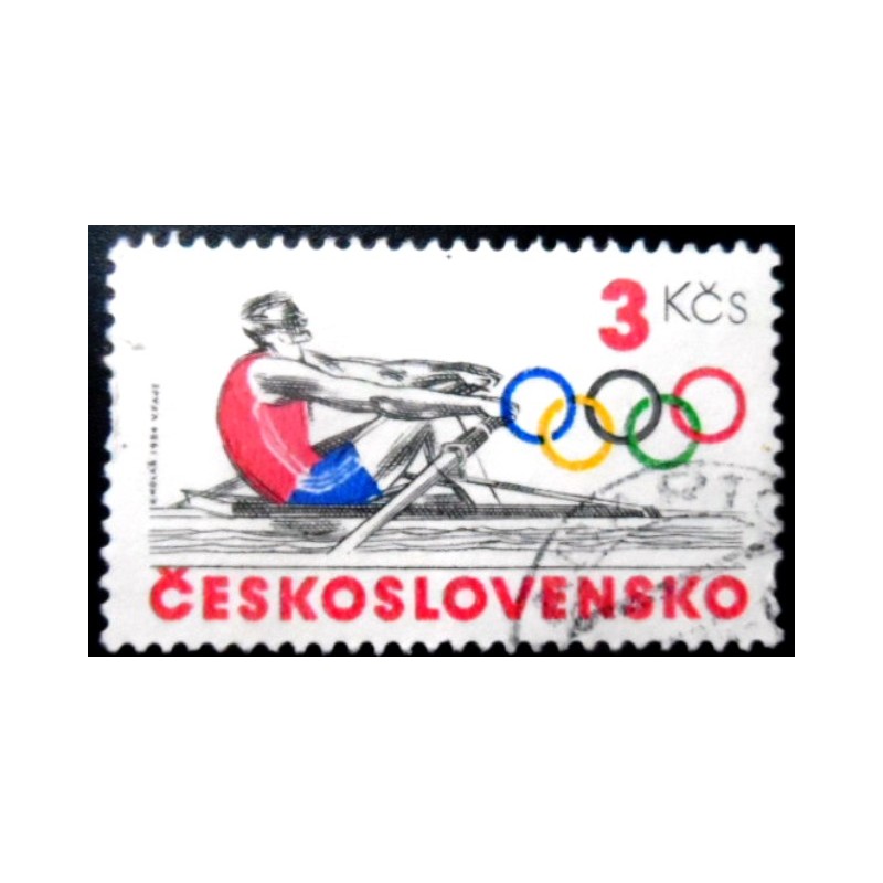 Selo postal da Tchecoslováquia de 1984 Rowing