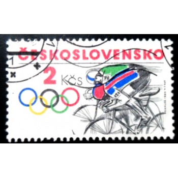 Imagem similar à do selo postal da Tchecoslováquia de 1984 Cycling