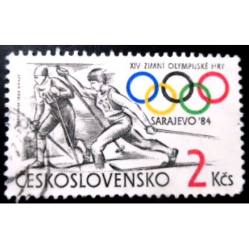 Selo postal da Tchecoslováquia de 1984 Cross-Country Skiing