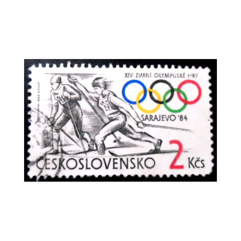 Selo postal da Tchecoslováquia de 1984 Cross-Country Skiing