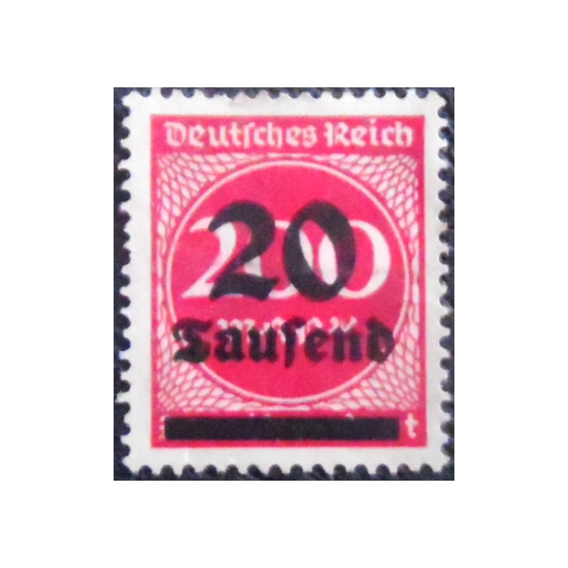 Selo postal Alemanha Reich de 1923 Surcharge 20T on 200m