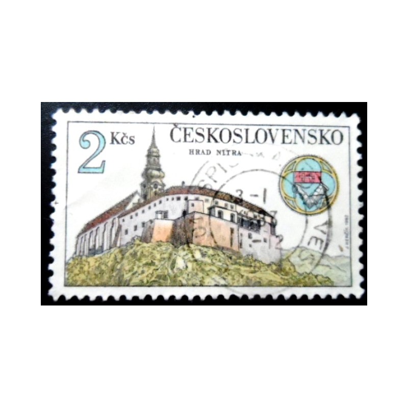 Selo postal da Tchecoslováquia de 1982 Nitra Castle